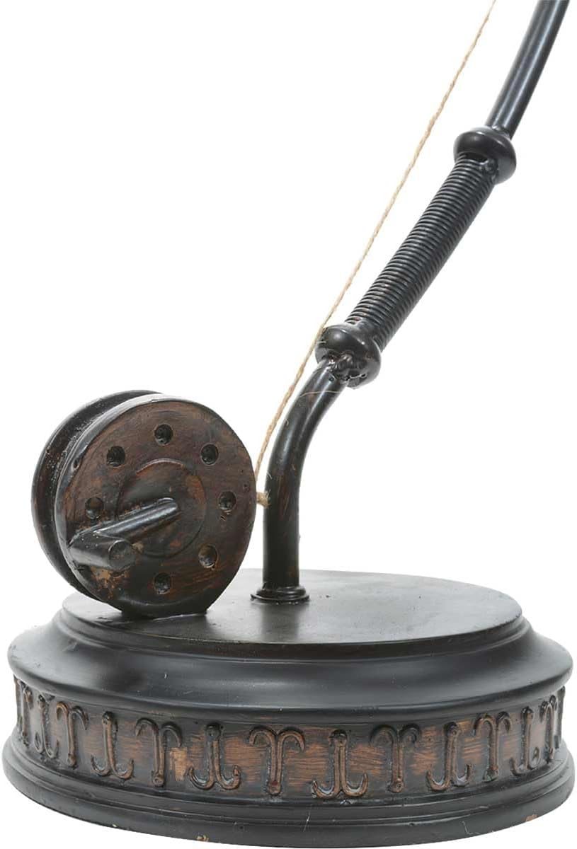 BLACK FOREST DECOR - Fishing Reel Table Lamp with Faux Moleskin Shade - Perfect Cabin & Lodge Decor - 28' x 15' x 13'
