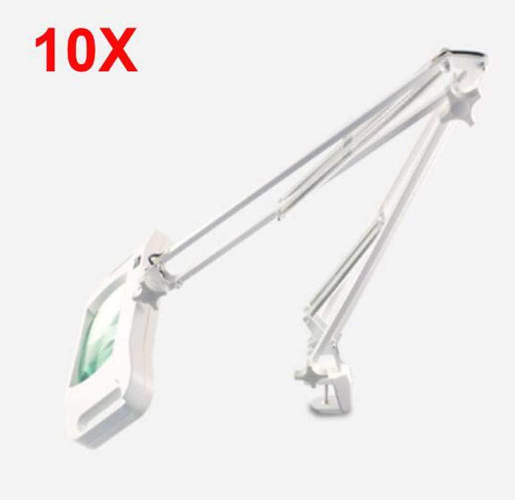 Led Magnifying Lamp with Clamp, with Adjustable Swivel Arm Light, 10X Magnifier Vertical Desk Magnifying Lamp Light Beauty Adjustable Beauty Stand Salon Tattoo Nail Ski