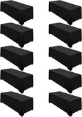 Surmente 10 Pack Black Tablecloth 90 x 132-inch Rectangular Polyester Table Cloth for Weddings, Banquets, or Restaurants