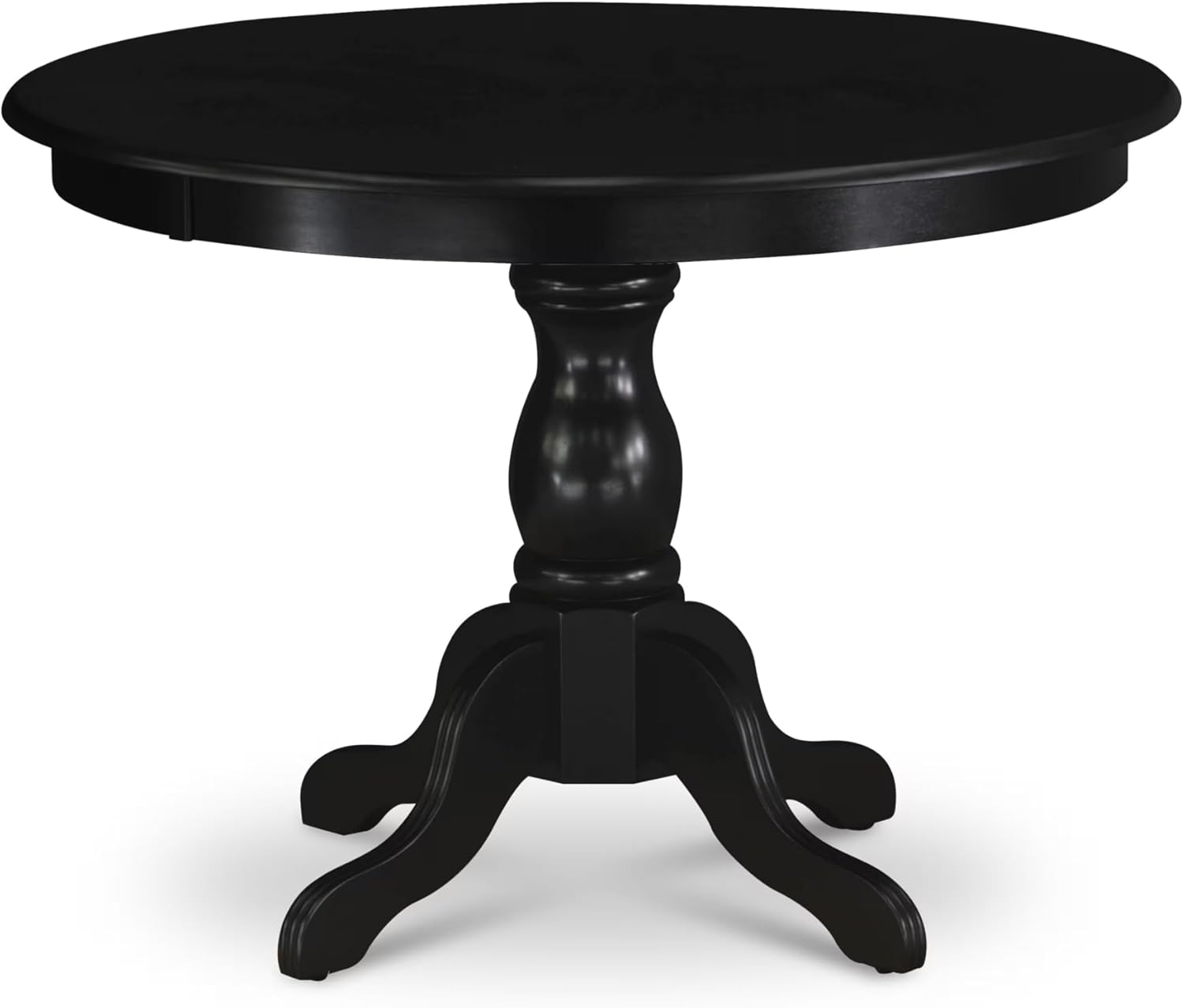 East West Furniture HBT-ABK-TP Hartland Kitchen Table - a Round Dining Table Top with Pedestal Base, 42x42 Inch, Wirebrushed Black
