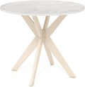Giantex 36' Round Wood Dining Table, Farmhouse Kitchen Table with Intersecting Pedestal Base & Solid Rubber Wood Legs, Vintage Coffee Tables for Dinette, Small Spaces, Restaurant, White