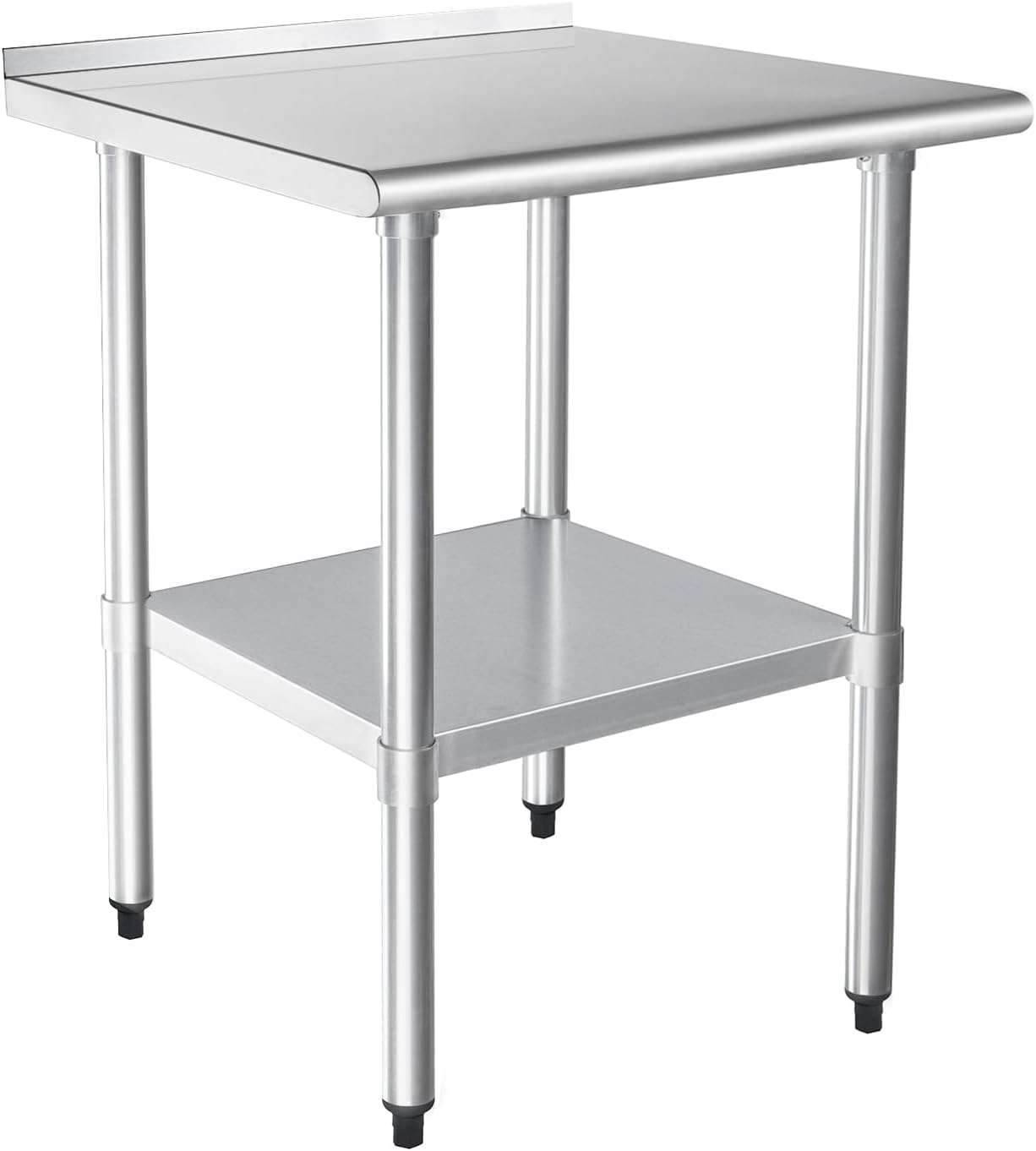 HARDURA Stainless Steel Table Prep & Work Table 24 x 30 Inches NSF Heavy Duty Commercial with Undershelf and Backsplash for Restaurant Kitchen Home and Hotel