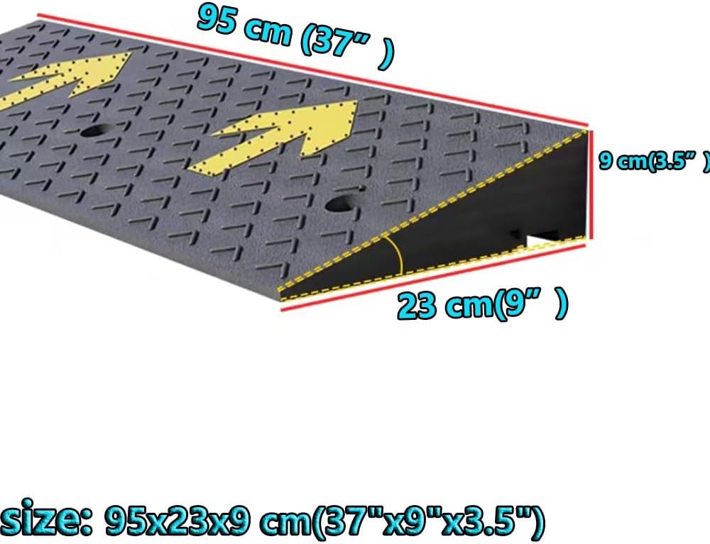 Curb ramp,Driveway ramp, Heavy Duty Automotive Ramp, 2' 4' 6' Rise Threshold for Doorway Garage Sidewalk(95x23x9 cm(37'x9'x3.5'))