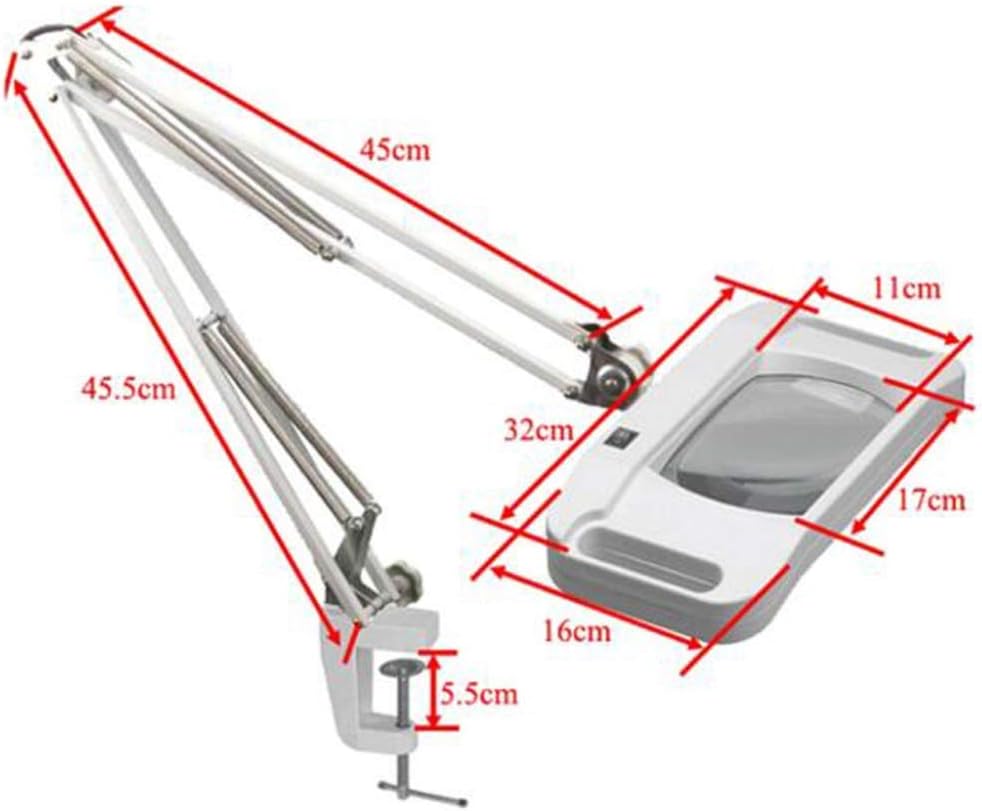 Led Magnifying Lamp with Clamp, with Adjustable Swivel Arm Light,2.5X Magnifier Vertical Desk Magnifying Lamp Light Beauty Adjustable Beauty Stand