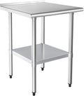 HARDURA Stainless Steel Table Prep Work Table 24 x 24 Inches NSF Heavy Duty Commercial with Undershelf and Backsplash for Food Prep