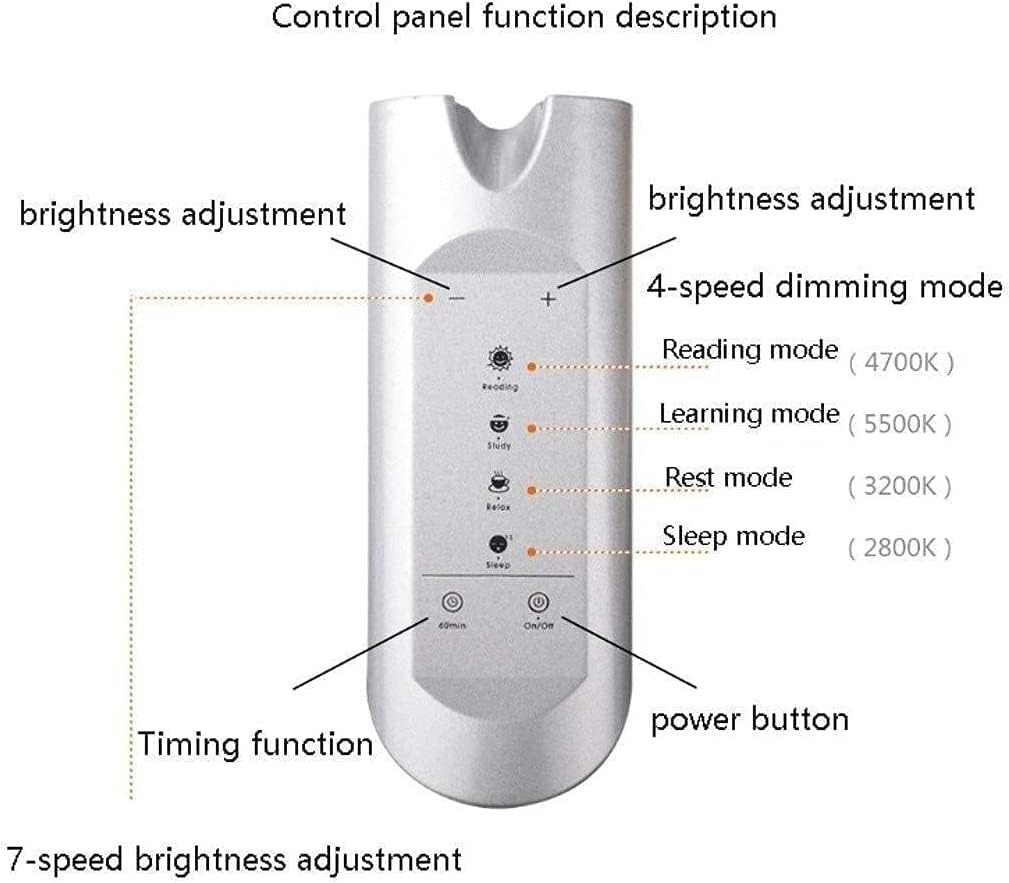 Desk Lamp 7-Speed Dimming Desk Lamp LED USB Interface Table Bedroom Office Study Reading with Eye Protection Lamps Eye Care(Silver)