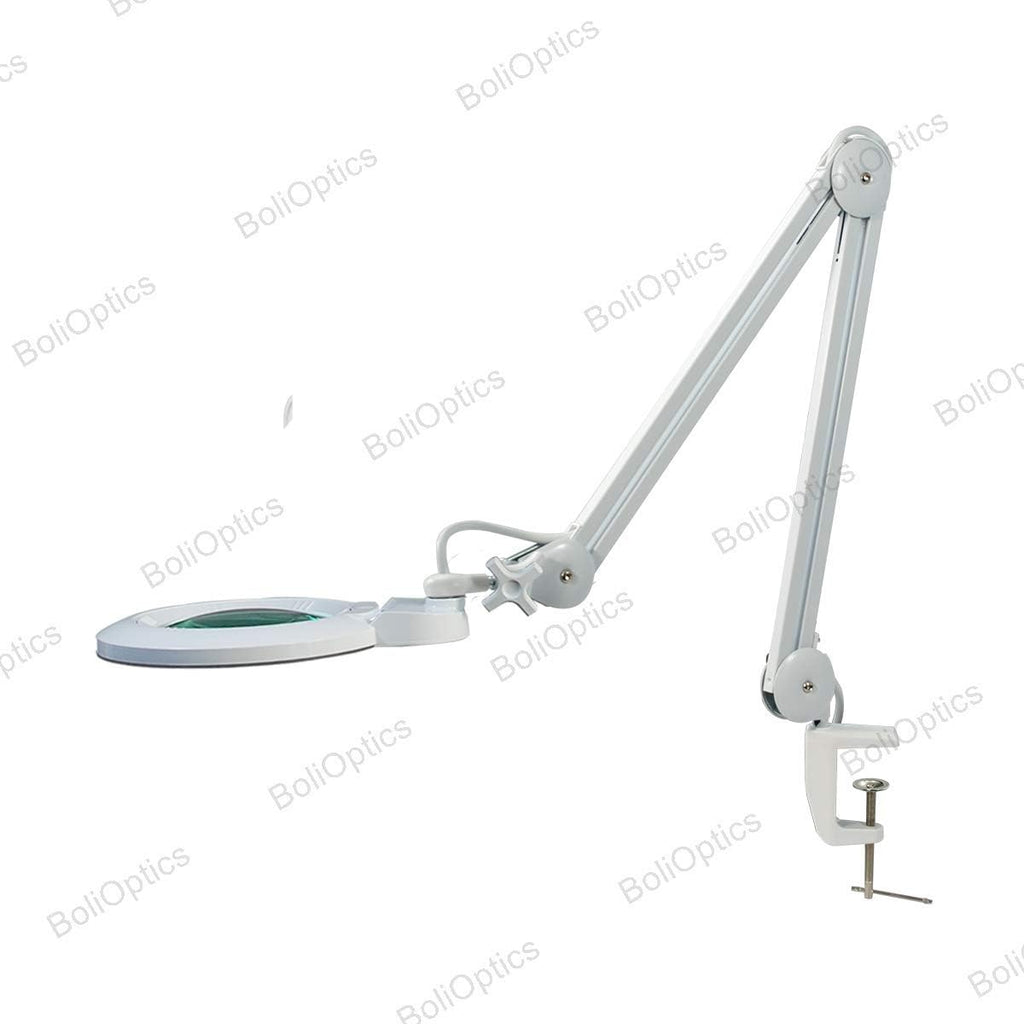 (6 inch Glass Lens) Professional LED Magnifying Lamp with Clamp, Dimmable, 1200 Lumens, 5600K-6000K Daylight Bright 60 SMD LED, Work Light Mounting Bracket Clamp (3 Diopter) BoliOptics MG16304211