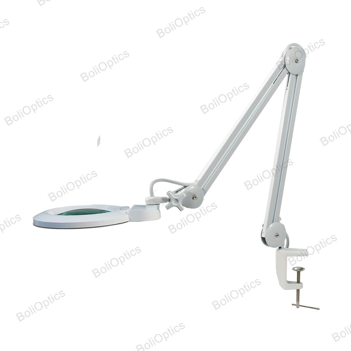 (6 inch Glass Lens) Professional LED Magnifying Lamp with Clamp, Dimmable, 1200 Lumens, 5600K-6000K Daylight Bright 60 SMD LED, Work Light Mounting Bracket Clamp (3 Diopter) BoliOptics MG16304211