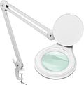 (Glass Lens) Professional LED Magnifying Lamp with Clamp, Dimmable, 1200 Lumens, 5600K-6000K Daylight Bright 60 SMD LED, Work Light Mounting Bracket Clamp (8 Diopter) BoliOptics MG16303321