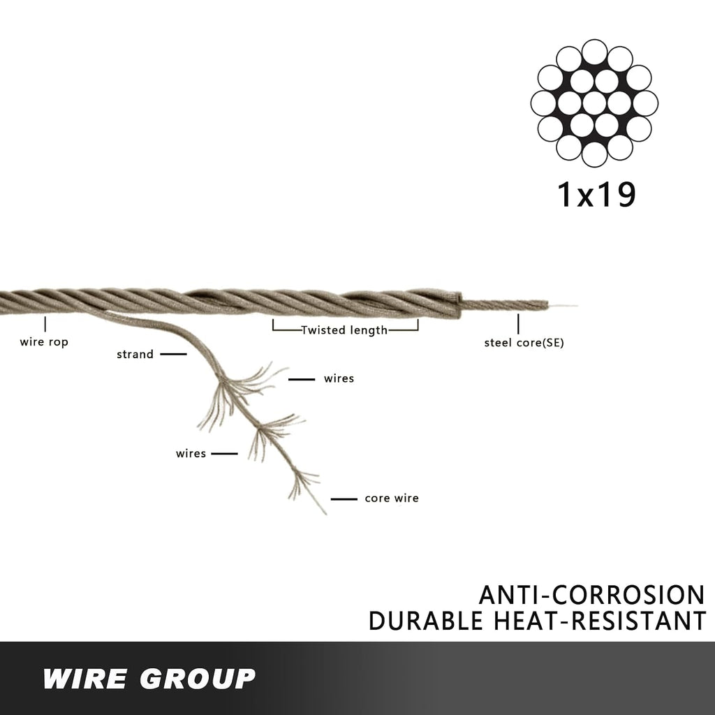 T316 Stainless Steel Cable, 3/16' 500ft Marine Grade Deck Cable Railing, 1x19 Cable for Deck Rail String Lights Hanging Clothline Porch Fence