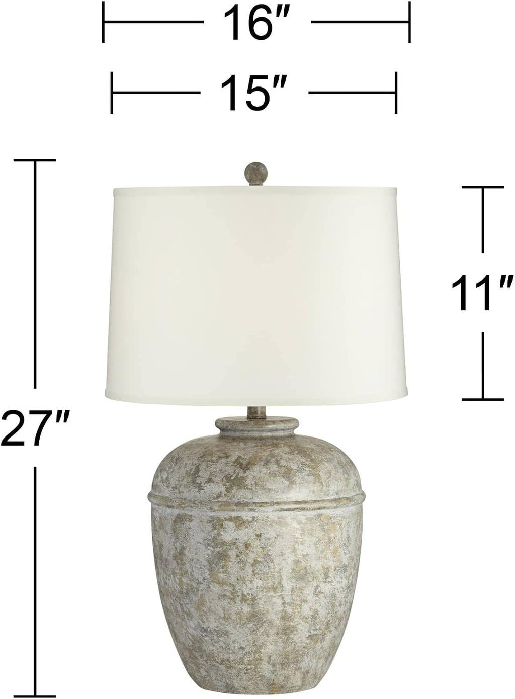 John Timberland Otero Rustic Southwestern Style Table Lamp 27' Tall Gray Faux Mottled Stone Jug Cream Linen Drum Shade Decor for Living Room Bedroom Bedside Nightstand Office Entryway Reading