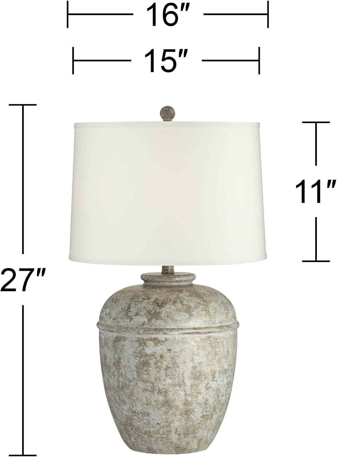 John Timberland Otero Rustic Southwestern Style Table Lamp 27' Tall Gray Faux Mottled Stone Jug Cream Linen Drum Shade Decor for Living Room Bedroom Bedside Nightstand Office Entryway Reading