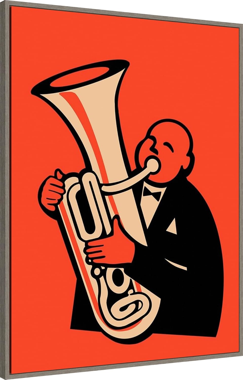 Amanti Art Framed Canvas Wall Art 42x32 The Tuba by Mark Rogan, Framed Wall Art Canvas, Music Artwork, Country Rustic Decor, Oversize Poster Painting for Living Room, Bedroom, Bathroom, Kitchen,