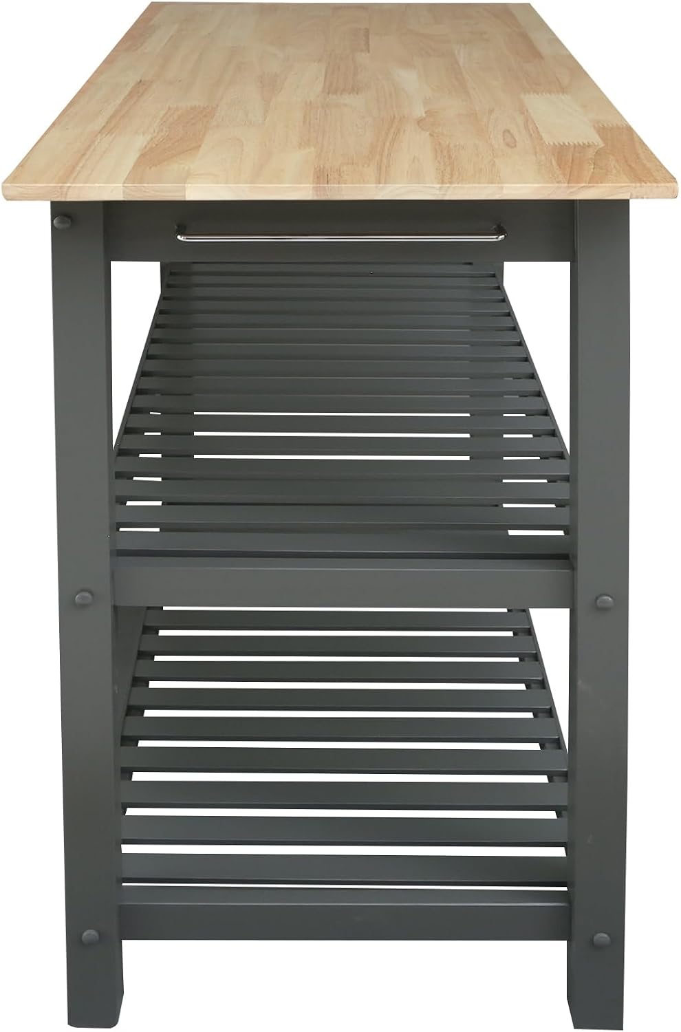 Casual Home Kitchen Island with Solid American Hardwood Top, Slate Gray, 40' W (373-932)