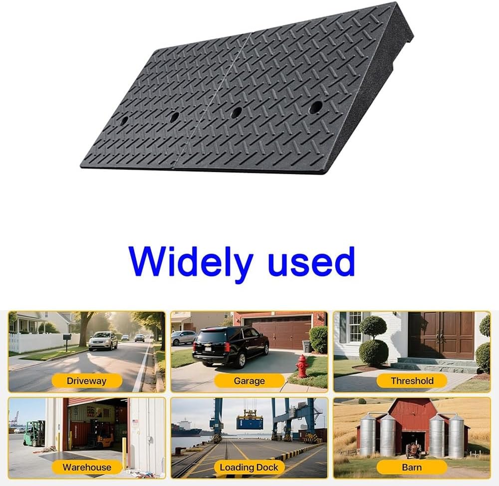 Non-Slip Driveway Curb Ramps 4 5 6 7 Inches Rise, Rubber Driveway Ramps Heavy Duty Wheelchair Ramp, Car Curb Ramp Portable Threshold Ramps(10cm/4' Rise)