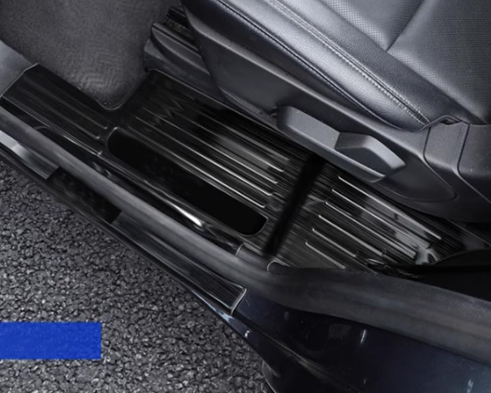ERIDANUS Auto Accessories Fit for Explorer 2023 2022 2021 2020 Door Sill Threshold Scuff Plate Trim (Black A) Stainless Steel 4PCS