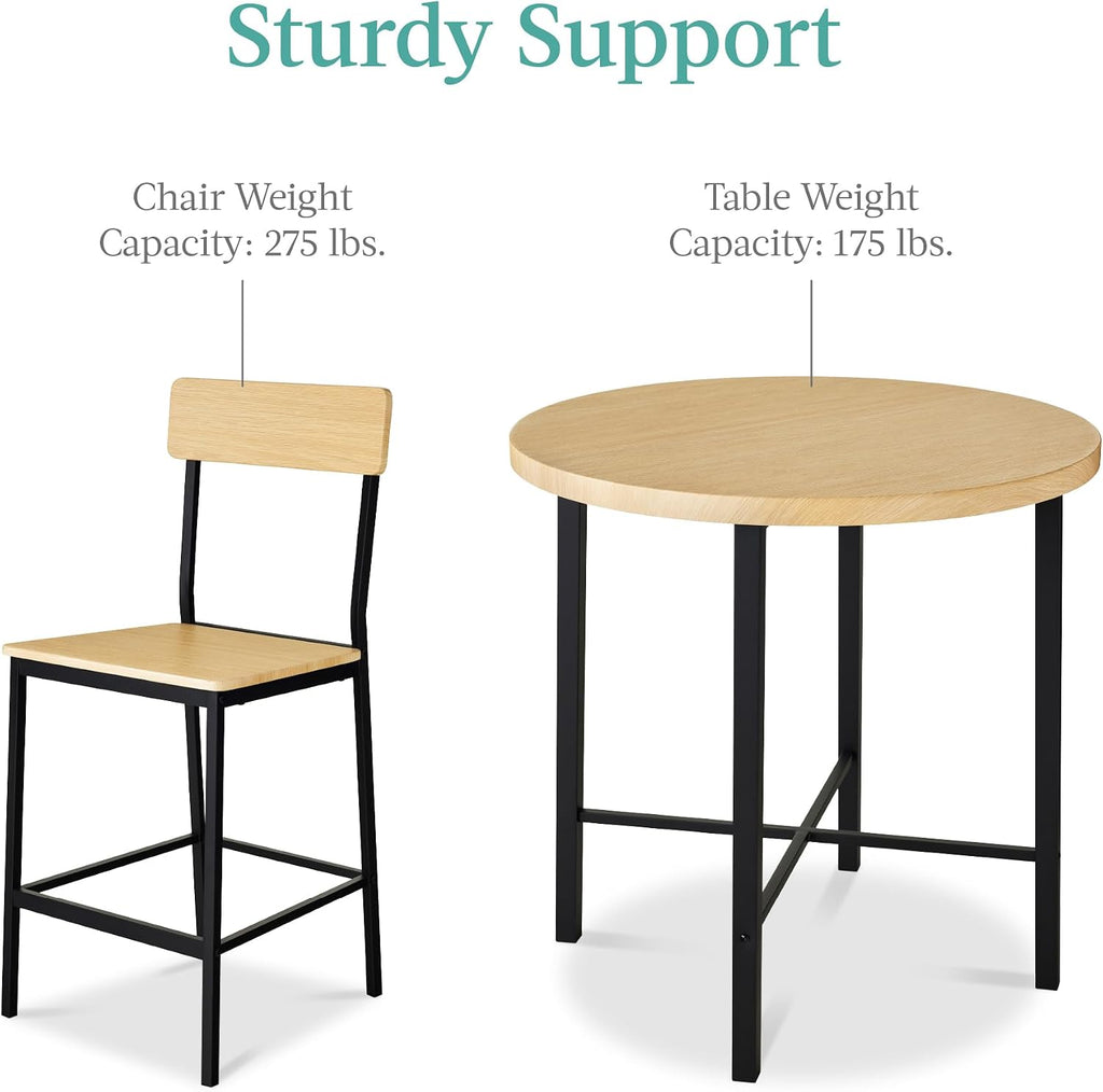 Best Choice Products 5-Piece Modern Round Counter Height Dining Set for Home Kitchen, Dining Room w/ 4 Chairs, 1.5in Thick Table - Natural