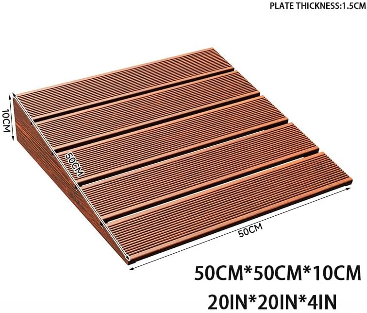 6' Rise Wood Curb Ramp, Portable Wheelchair Ramp, Non-Slip Threshold Ramp for Doorway, Steps Ramp for Cars Wheelchairs Scooter Lawn Mower(50 * 50 * 10cm/20 * 20 * 4in)