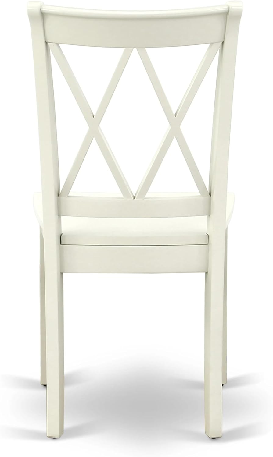 East West Furniture ANCL5-LWH-W 5 Piece Dining Table Set for 4 Includes a Round Kitchen Table with Pedestal and 4 Kitchen Dining Chairs, 36x36 Inch, Linen White