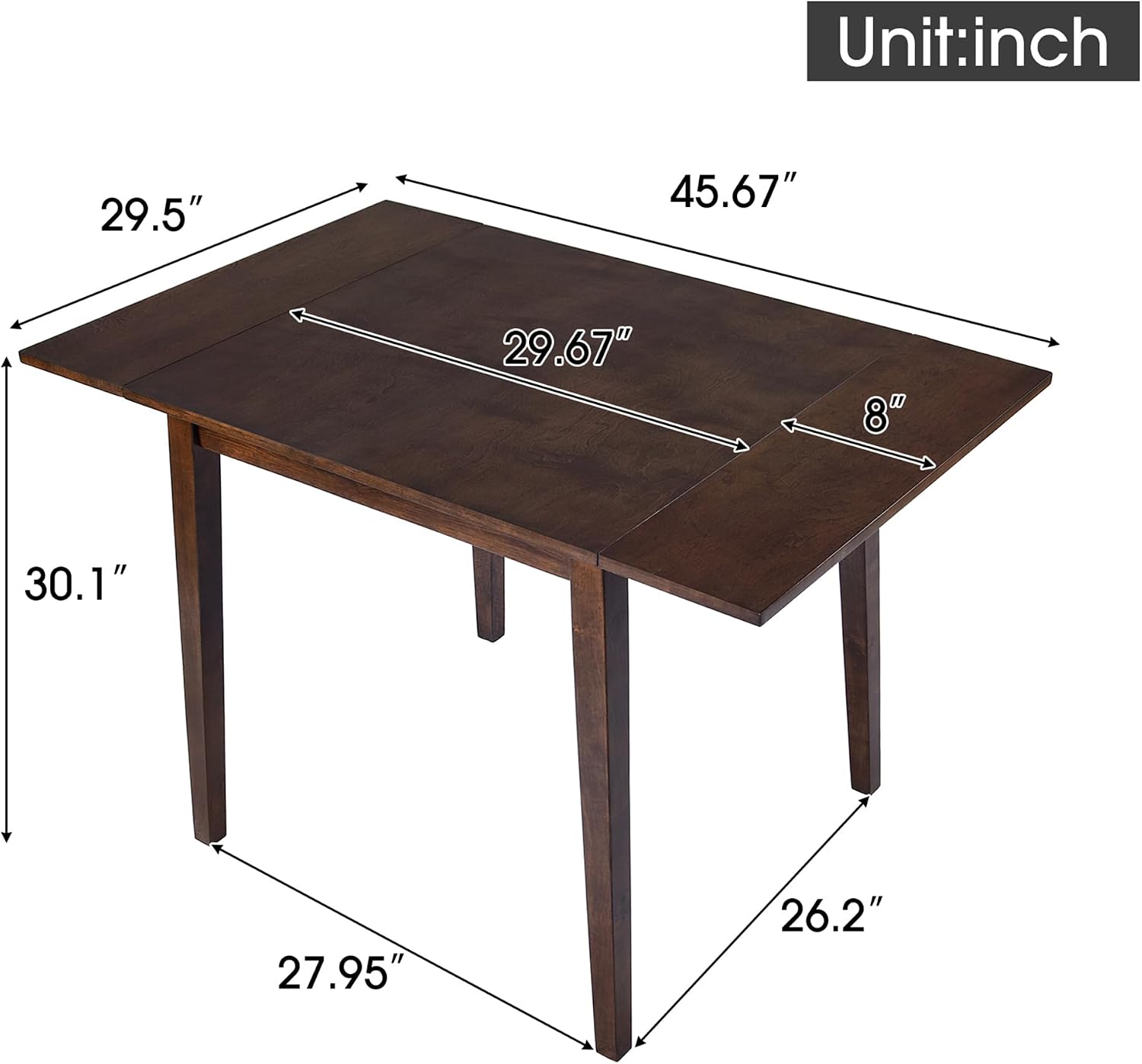Merax Wooden 29'- 45' Extendable Rectangular Dining Table with Drop Leaf,Space Saving, Easy Assemble Brown