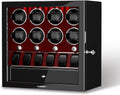 DUKWIN Watch Winder for 4/6/8 Automatic Watches, Lockable Winders with Watch Holders and Jewelry Storage, Super Quiet Motor with High-Gloss Finish, Built-in Illumination