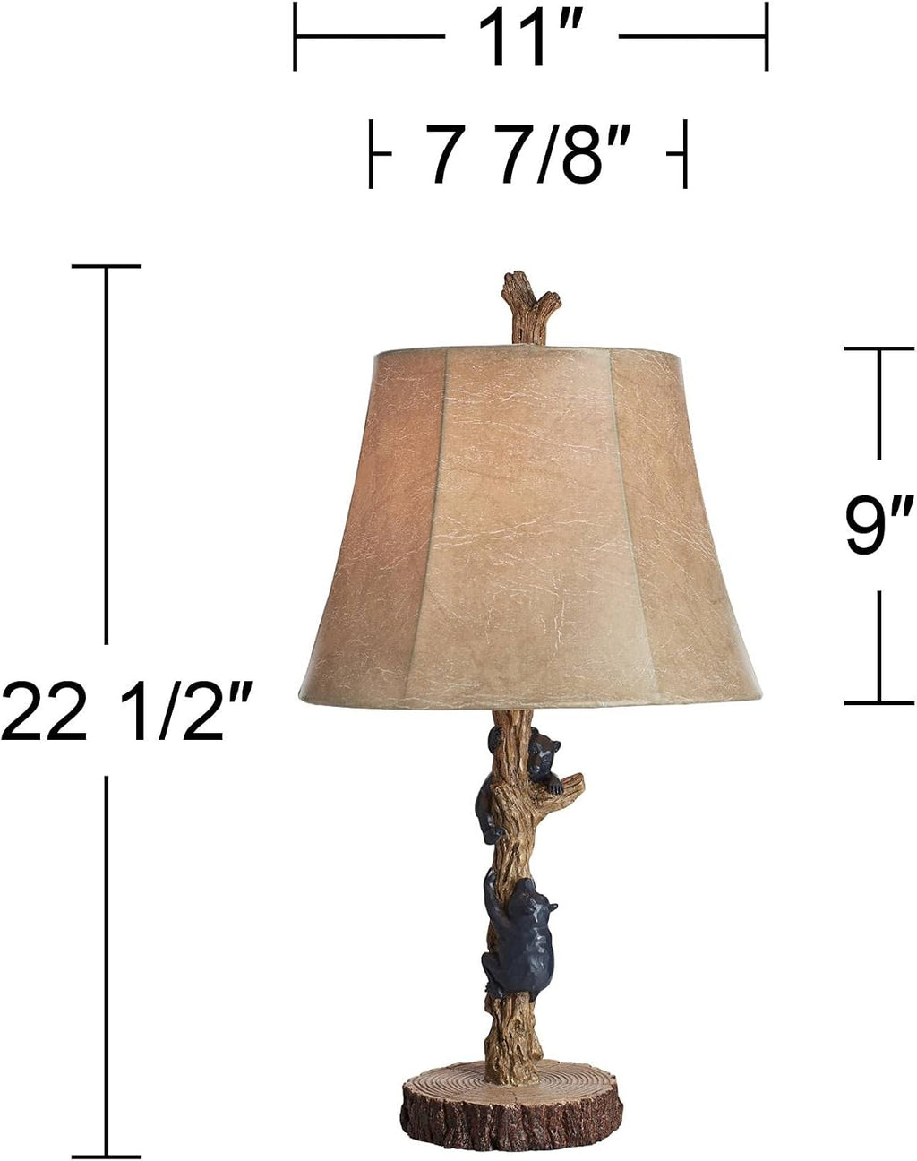 John Timberland Climbing Bears 22 1/2' High Small Rustic Natural Country Cottage Core Accent Table Lamps Set of 2 USB Port Brown Black Wood Finish Living Room Charging Bedroom Bedside Nightstand