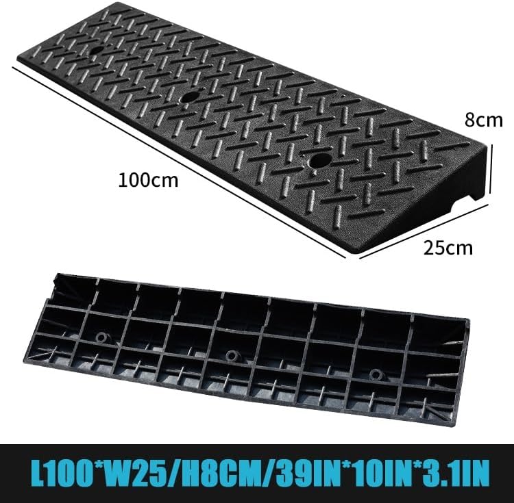 Wheelchair Threshold Ramp, Rubber Ramp for Doorways, 2' 4' 6' Rise Portable Curb Ramp, Non-Slip Transition Ramps for Indoor Outdoor(100 * 25 * 8cm/39 * 10 * 3.1in)