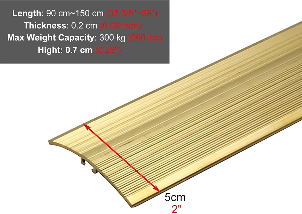 Vibeo Threshold Strip 90 100 110 120 130 140 150 Cm Long Brass Floor Transition Strip, 3 3.5 4 5 6 Cm Wide Threshold Seal Bar, Wood to Tile Floor Divider Strip(L120cm(47 1/4'),W5cm(2'))