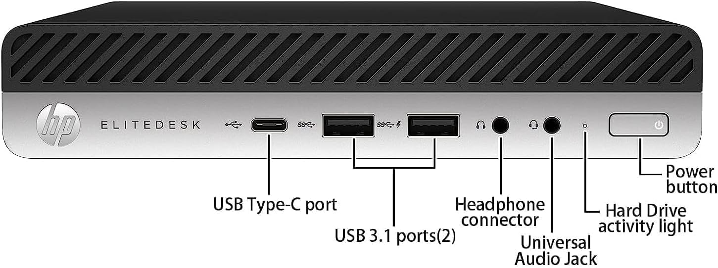 HP EliteDesk 800 G4 Mini Desktop PC, Core i5-8500T, 16GB RAM, 512GB SSD, USB BT, USB WiFi, Windows 11 Pro (Renewed)