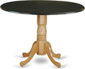 East West Furniture DLT-BOK-TP Dublin Dining Room Table - a Round Solid Wood Table Top with Dropleaf & Pedestal Base, 42x42 Inch, Black & Oak
