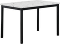 Roundhill Furniture Noyes Metal Dining Table with Laminated Faux Marble Top, Off-White