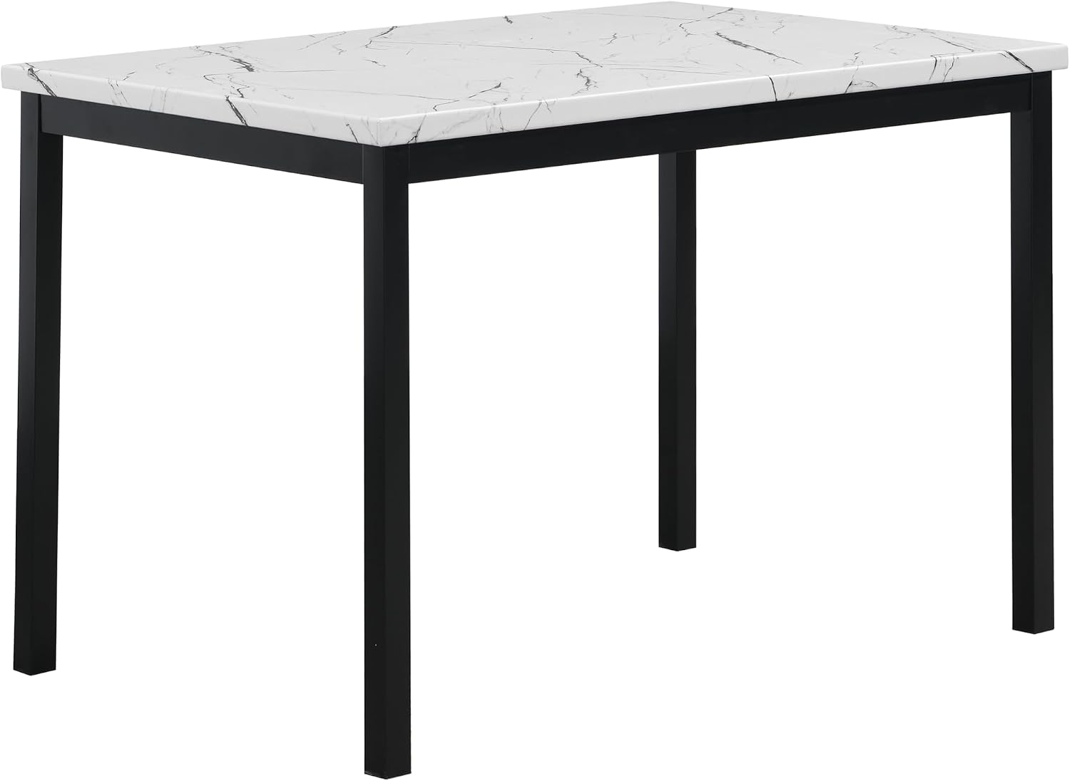 Roundhill Furniture 5 Piece Citico Metal Dinette Set with Laminated Faux Marble Top, White Table with Gray Chairs