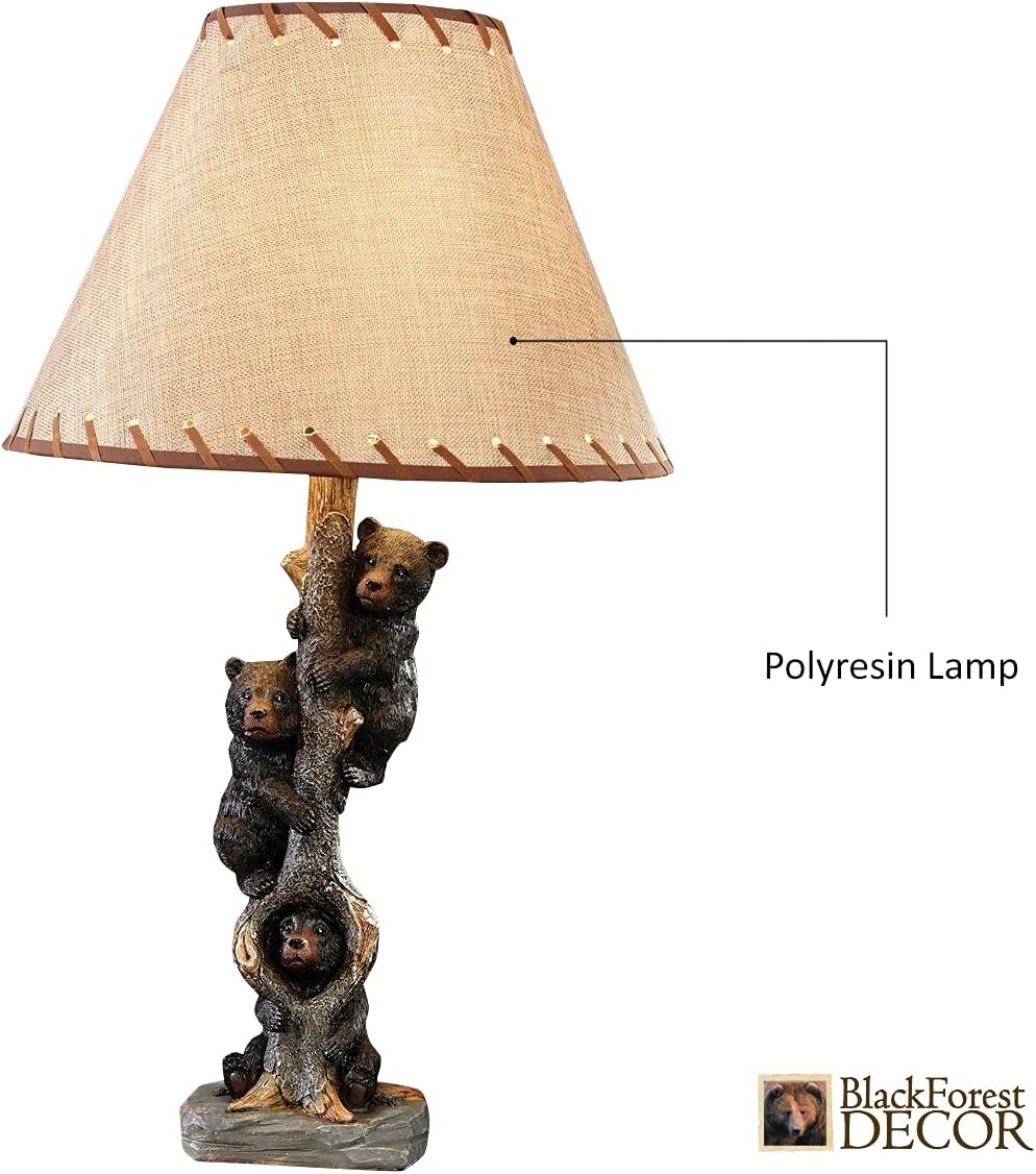 BLACK FOREST DECOR - Bears in a Tree Table Lamp for Cabin, Living Room, Nightstand, Desk - Home Décor - 24' x 14'