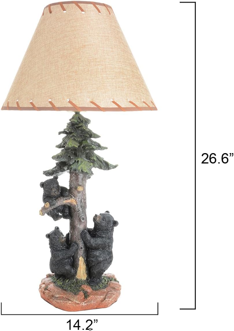 BLACK FOREST DECOR - Black Bear Family Table Lamp for Cabin, Living Room, Nightstand, Desk - Vintage Rustic Home Décor - 26.6' x 14.15'