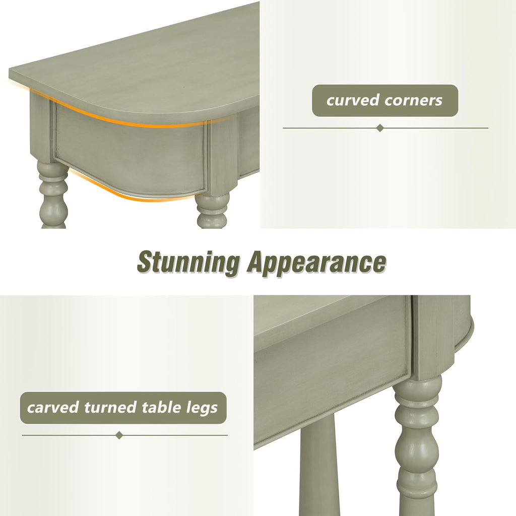LKTART Small Entryway Table with Solid Wood Frame and Legs,2 Tier Farmhouse Console Table with Open Shelf for Hallway,Couch Table Behind Sofa for Living Room,Hallway,Foyer(Gray 36')