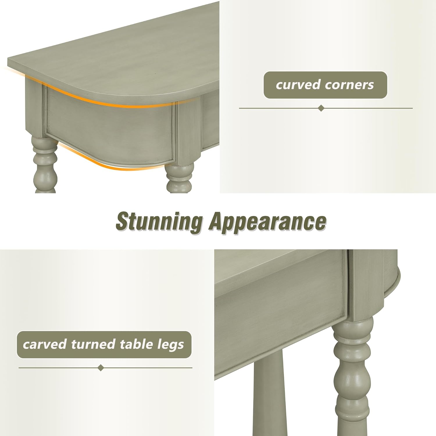 LKTART Small Entryway Table with Solid Wood Frame and Legs,2 Tier Farmhouse Console Table with Open Shelf for Hallway,Couch Table Behind Sofa for Living Room,Hallway,Foyer(Gray 36')