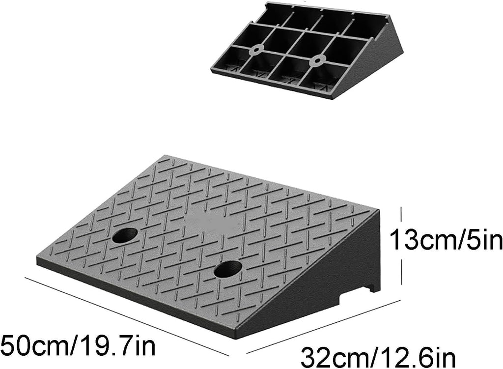 Rubber Threshold Ramp for Doorway Heavy Duty Loading Driveway Ramp for Loading Dock Sidewalk Car Truck Scooter Bike(50x32x13cm)