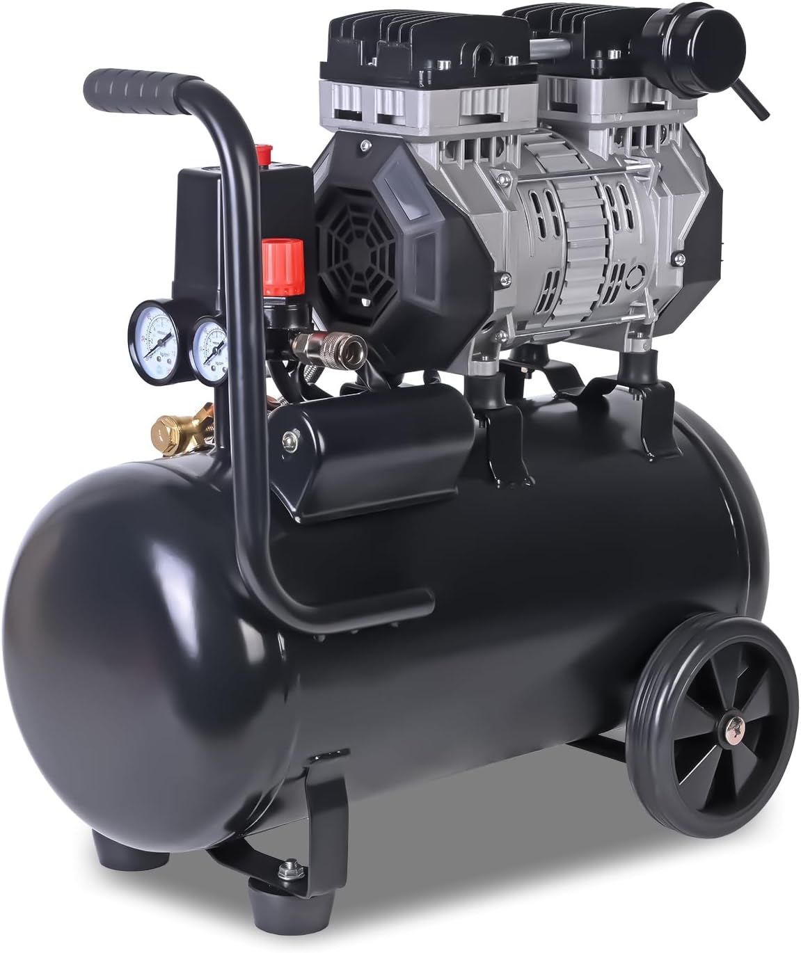AAIN 6.3 Gallon Air Compressor | 1.5 HP 5.5-6 CFM Displacement Oil-Free Electric Compressor Tank with Max. 116PSI Pressure | 70dB Ultra Quiet for Tire Inflation, Air Blowing, Woodwork Nailing