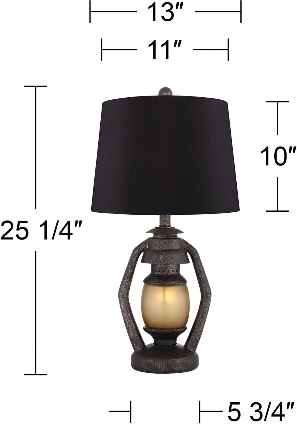 Franklin Iron Works Horace Rustic Farmhouse Industrial Table Lamps 25.25' High Set of 2 with Nightlight Bronze Black Faux Silk Drum Shade for Living Room Bedroom House Bedside Nightstand Home