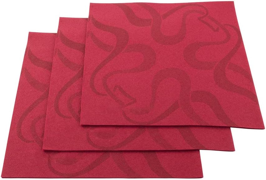 Restaurantware Luxenap 15.75 Inch Disposable Napkins 600 Soft Linen Like Napkins - Absorbent Air Laid Bordeaux With Vintage Pattern Paper Cloth Like Napkins Pre-folded For Dinner Party Guests