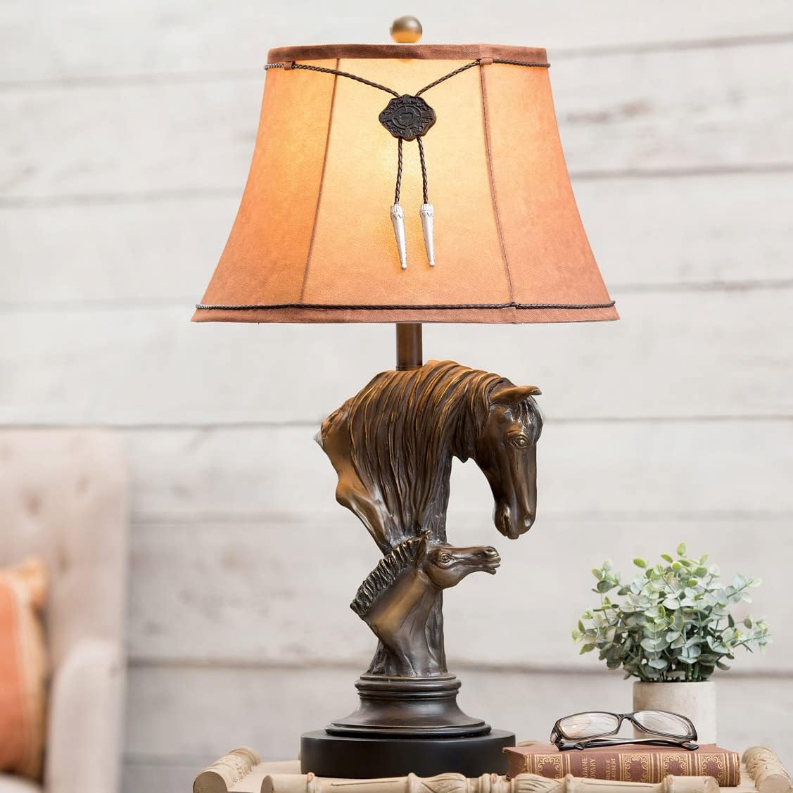 BLACK FOREST DECOR Horse & Colt Table Lamp, Resin, Accent Lighting, 8' Dia. x 28 1/2' H