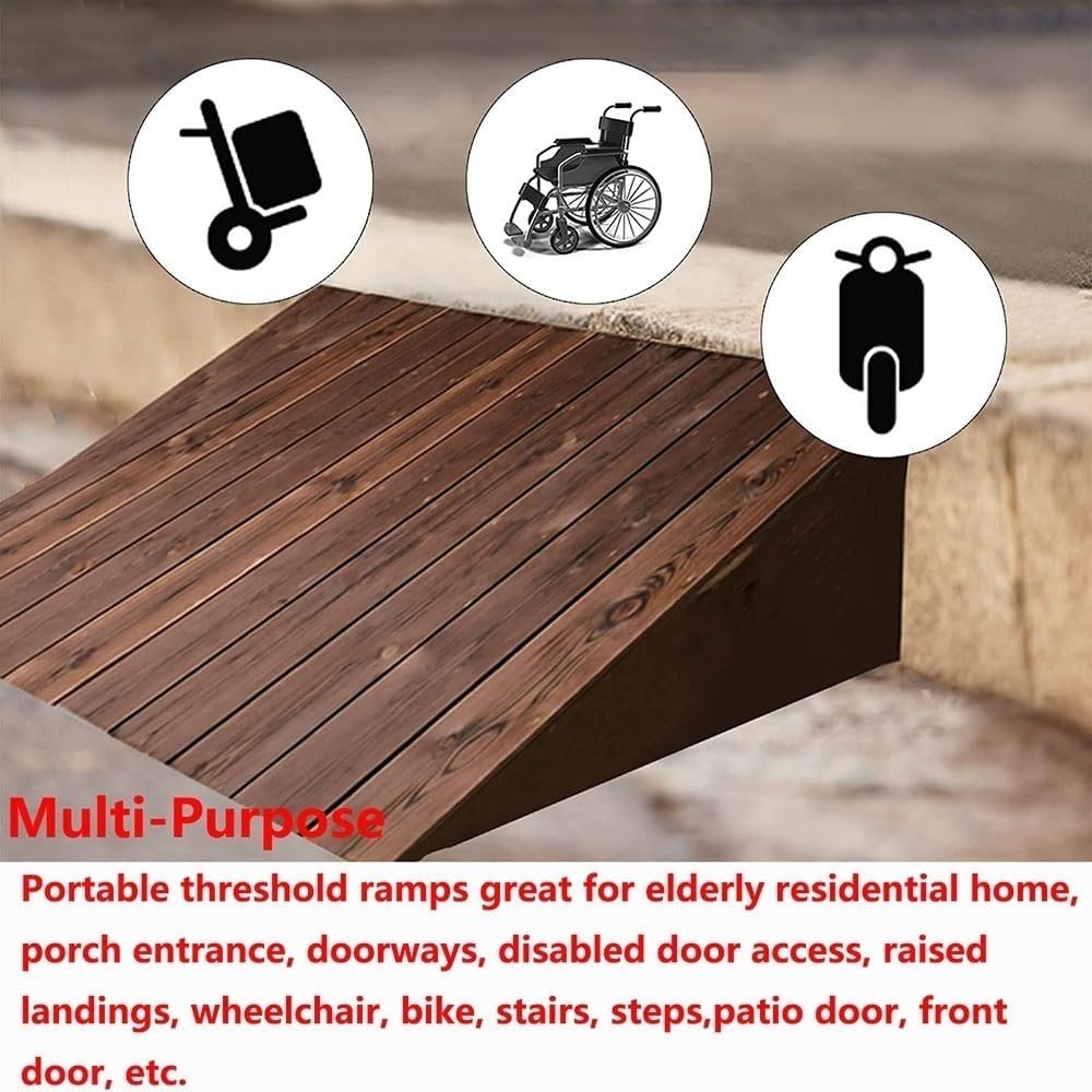 4' 7' 8' Rise Threshold Ramp Doorway, Wood Wheelchair Ramp, Non-Slip Entry Ramp, Accessible Ramp Shed Ramp for Walker/Cart/Scooter/Home Steps