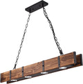 Farmhouse Wood Chandeliers,4 Lamp Dining Room Light Fixture, Pool Table Pendant Light Rustic Kitchen Island Lighting, Dining Room Chandelier Over Table 3 Color Light