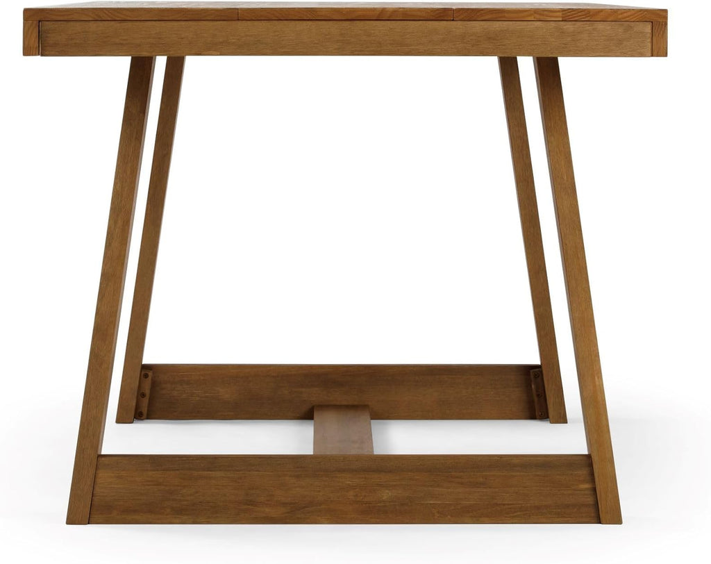 Plank+Beam 72 Inch Farmhouse Dining Table, Solid Wood Rustic Kitchen Table, Large Wooden Rectangular Dinner Table for Dining Room, Home Office, Living Room Furniture, Easy Assembly, Pecan Wirebrush
