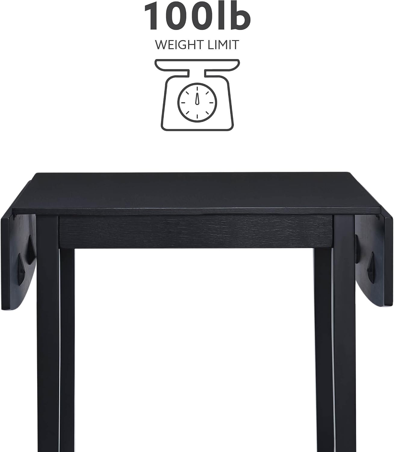 Linon Torino Black Wood 30' Square Drop Leaf Table - 30' X 48' Fully Extended