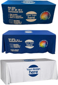 Personalized Customized with Logo Polyester Tablecloth 4FT 6 FT 8 FT Table for Tradeshow Events Birthday Tradeshow Mantel Personalizado (10FT 30' x 120' x 30')