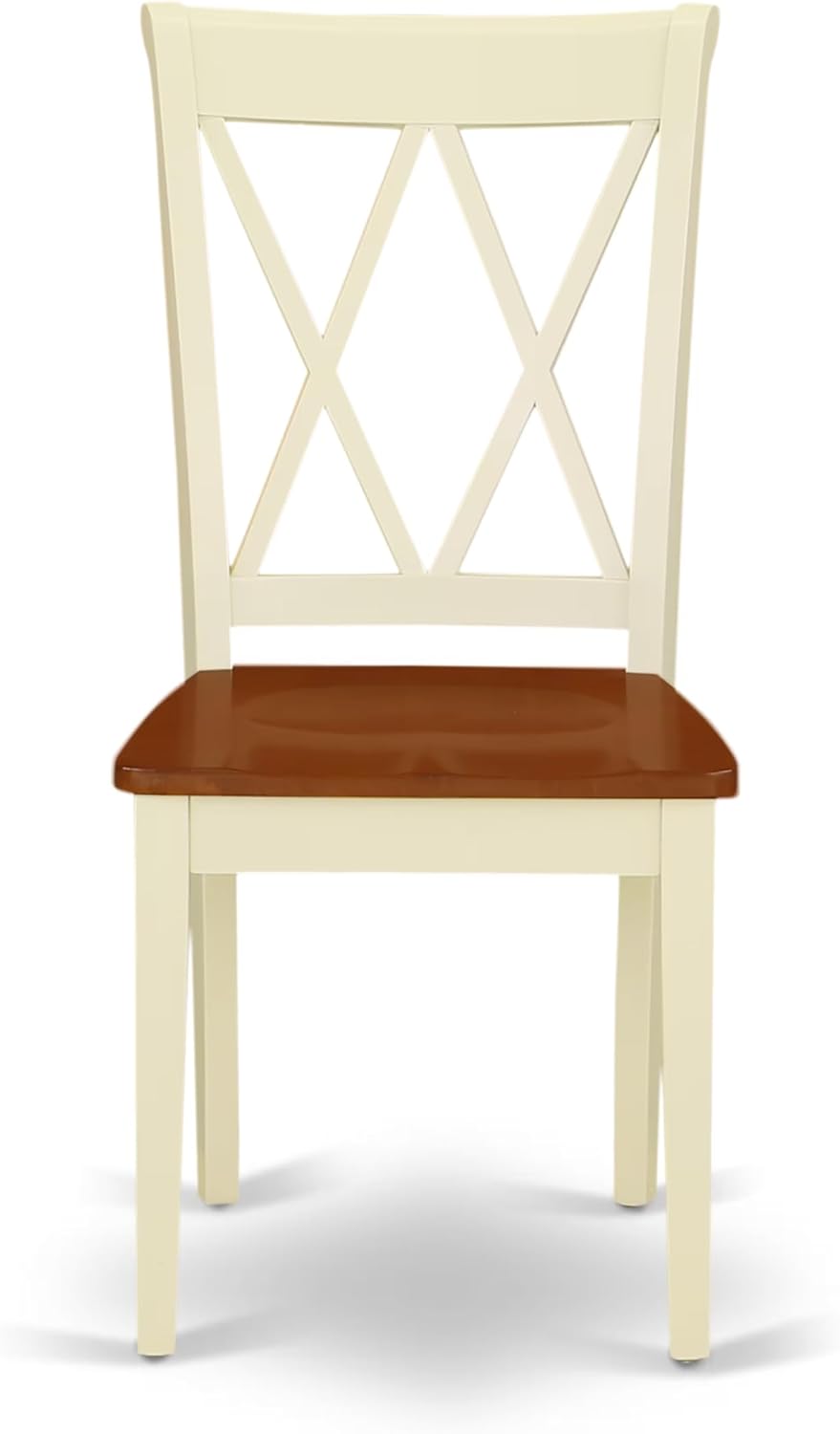 East West Furniture ANCL3-BMK-W 3 Piece Dining Table Set for Small Spaces Contains a Round Kitchen Table with Pedestal and 2 Dining Chairs, 36x36 Inch, Buttermilk & Cherry