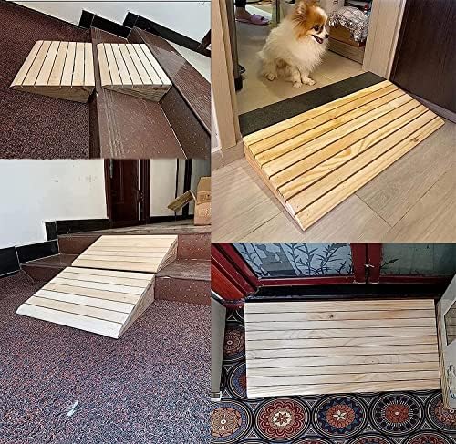 Heavy Duty Wooden Dog Ramps for Cars & Wheelchairs - 3 to 8 Inch Rise, Ideal for Home Doorways, Pet Access, Durable & Safe Threshold Ramp Solutions