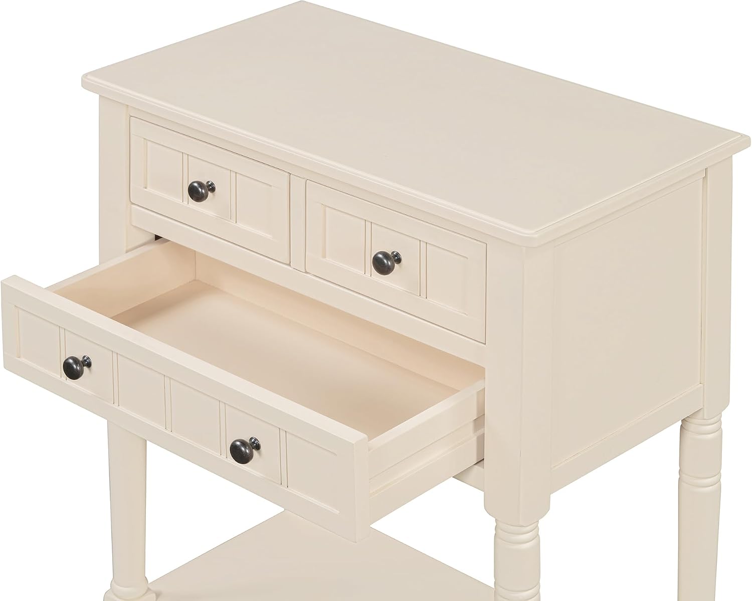 LKTART Small Solid Wood Sofa Table,Console Table with Drawers and Bottom Shelf, Entryway Hallway Foyer Entry Table for Living Room(23.7' Beige)