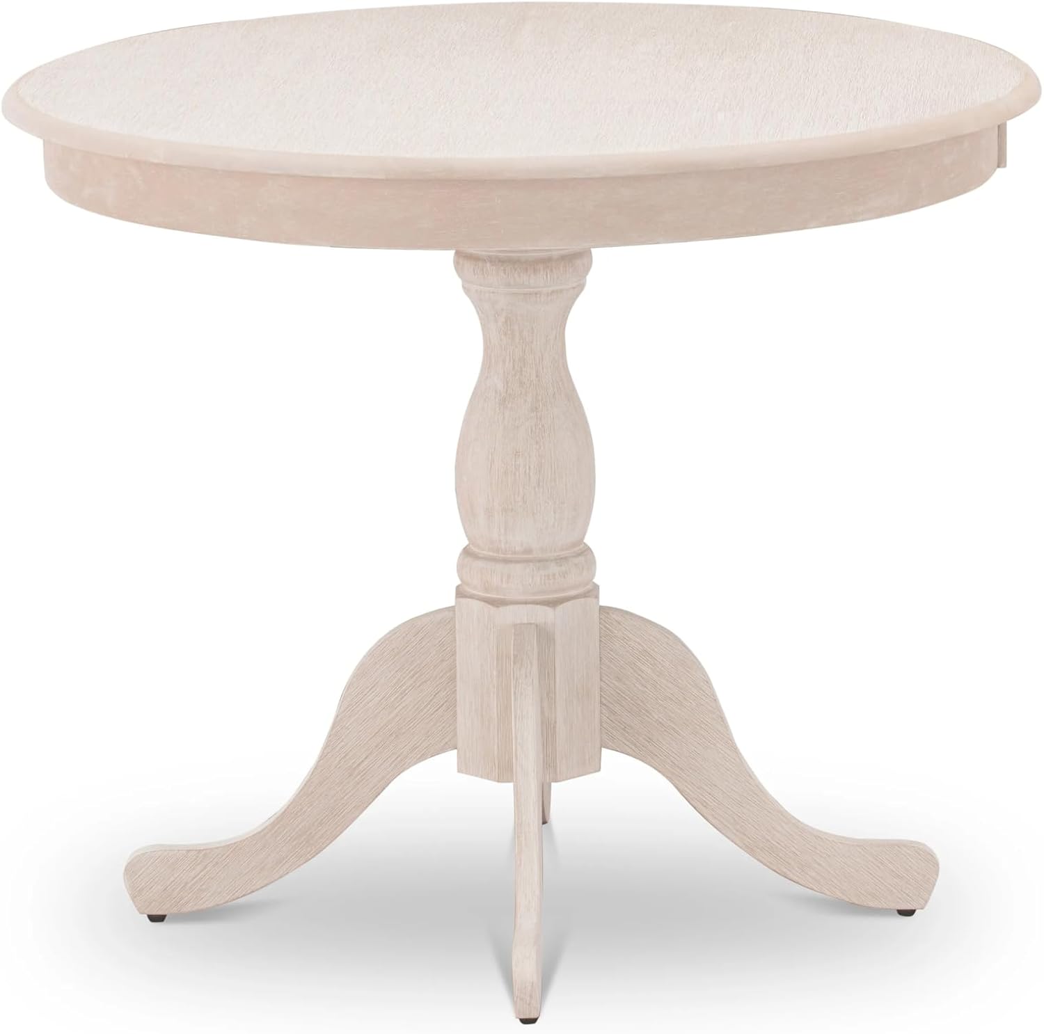 East West Furniture AMT-ABC-TP Antique Modern Kitchen Table - a Round Dining Table Top with Pedestal Base, 36x36 Inch, Butter Cream